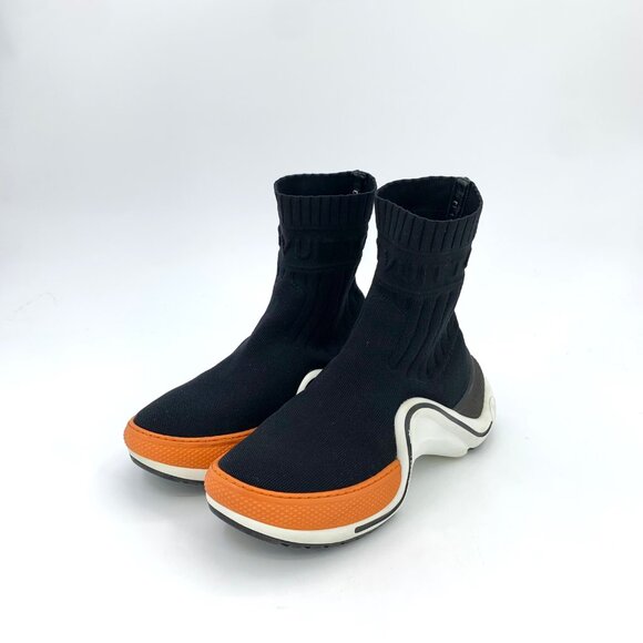 Louis Vuitton Black Letter Embossed Platform High-Top Sneakers - Picture 1 of 7